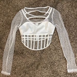 Blush boutique White lace corset top Small